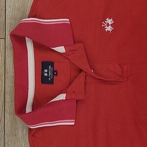 LA MARTINA Dark Pink Red Cotton Blend Sz XL Mens Preppy Casual Polo Shirt‎
